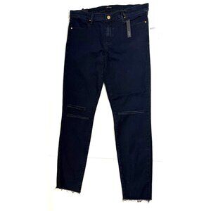 J Brand Blue Mercy Jeans Size 32 Distressed Skinny Fit Raw Hem Premium Denim